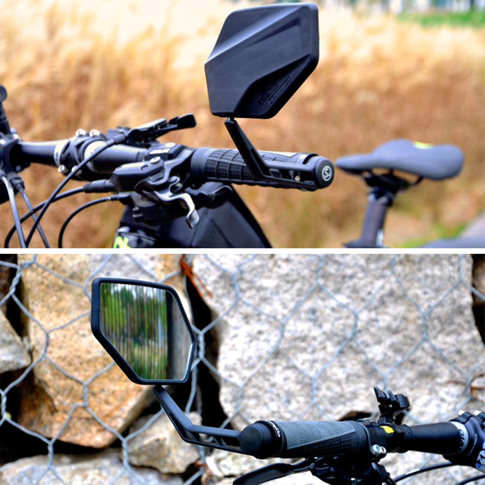 Bicycle Handle Bar End Side Mirror Set Installed