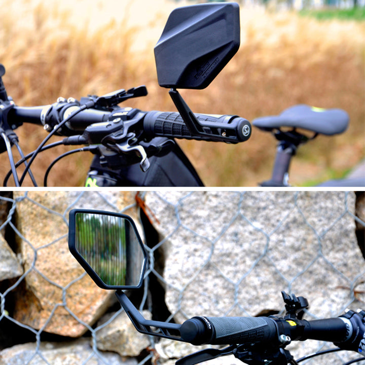 Bicycle Handle Bar End Side Mirror Set Installed