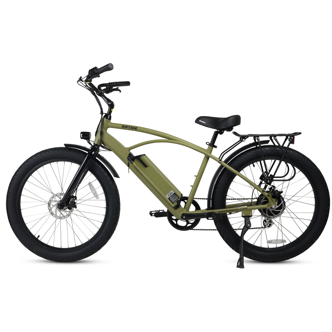 Ampd Bros RIPTIDE 2 Electric Beach Cruiser Bike Army Green Side