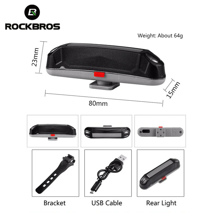 USB Rechargeable Bike Tail Light Dimensions